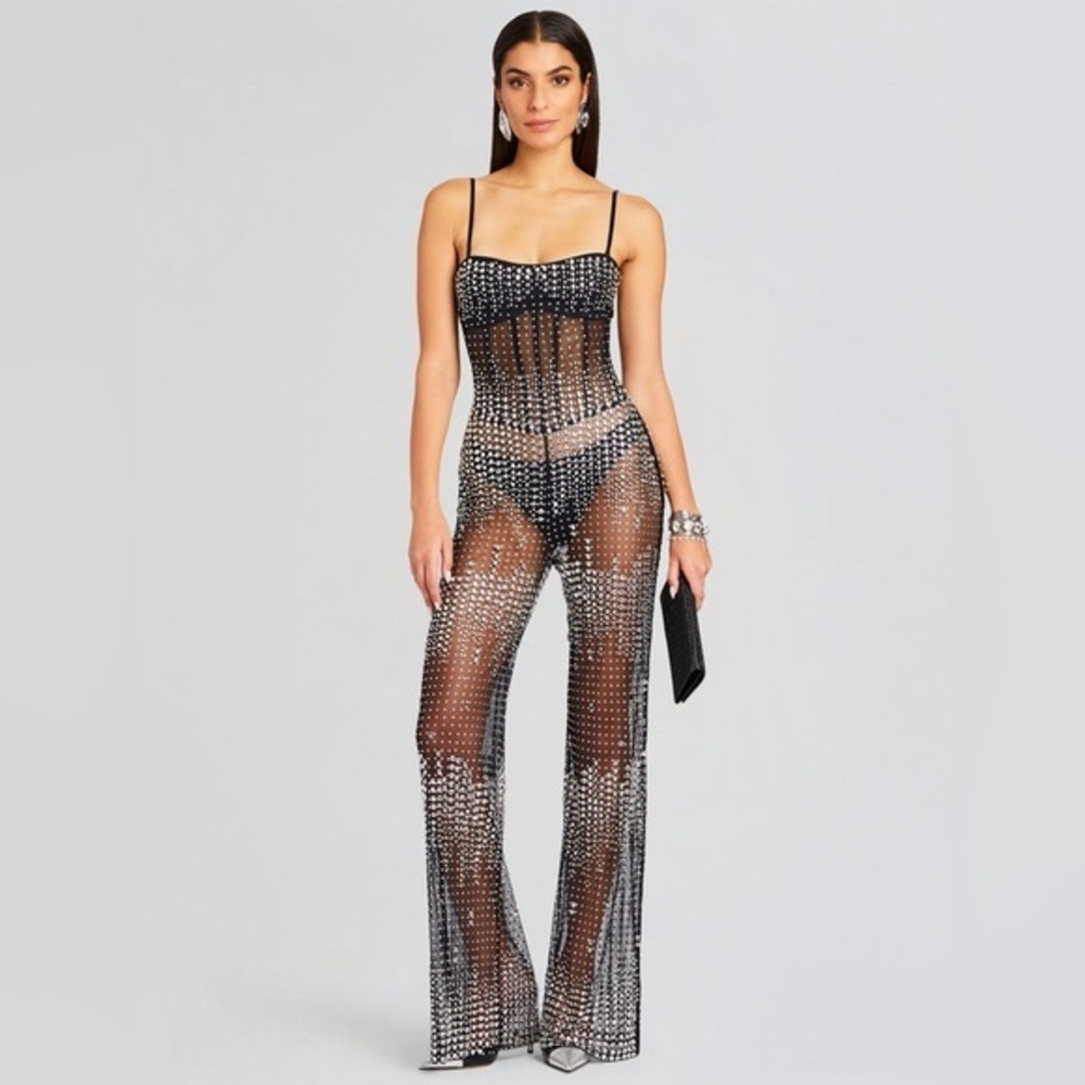 Retrofete Adelynne Crystal Embellished Jumpsuit size Small $1998